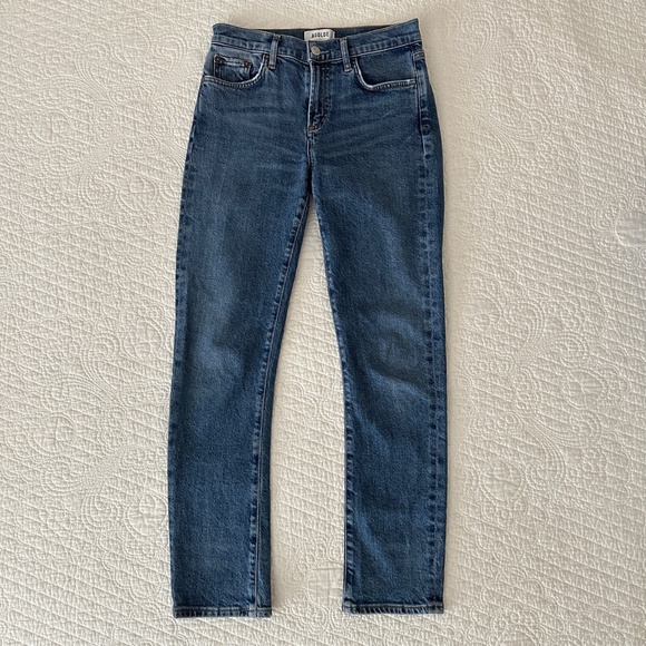 AGOLDE Women’s Toni Mid Rise Straight Leg Jeans Obscure Blue Size 24 - Picture 3 of 14
